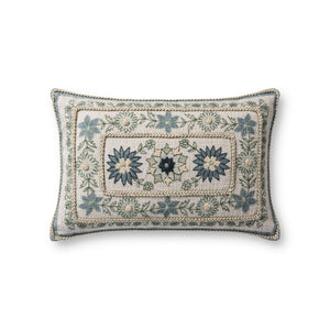 Loloi PLL0158 Machine Embroidered Transitional Pillow Blue ,Multi 100% Cotton DSETPLL0158BBMLPIL5