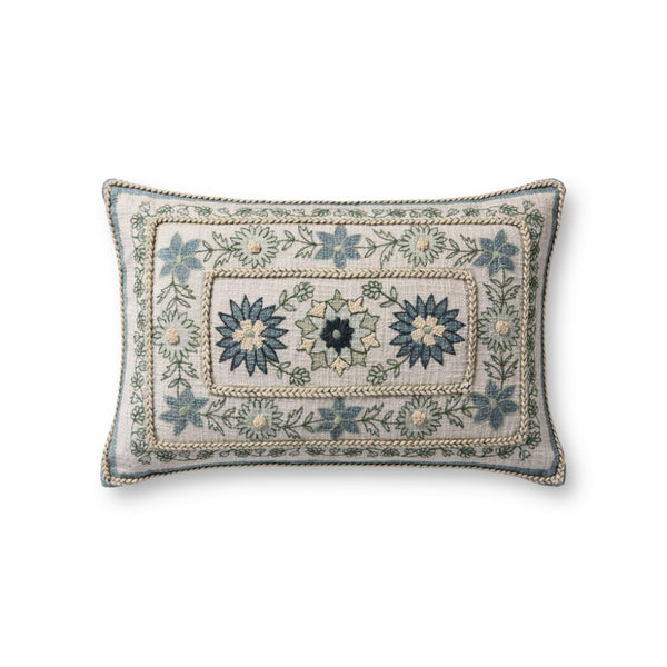 Loloi PLL0158 Machine Embroidered Transitional Pillow Blue ,Multi 100% Cotton DSETPLL0158BBMLPIL5