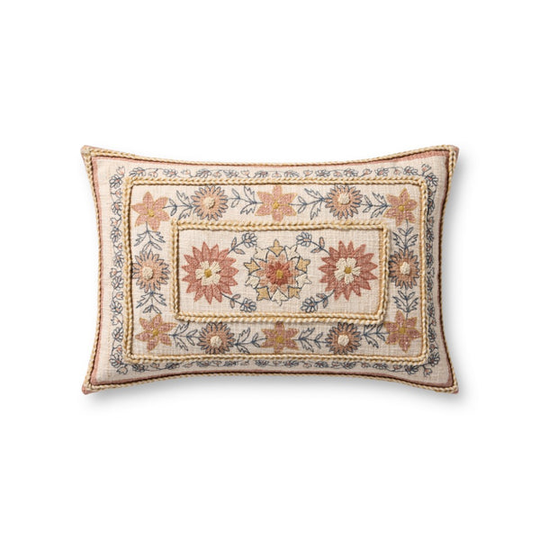 Loloi PLL0158 Machine Embroidered Transitional Pillow Red ,Multi 100% Cotton P341PLL0158REMLPIL5