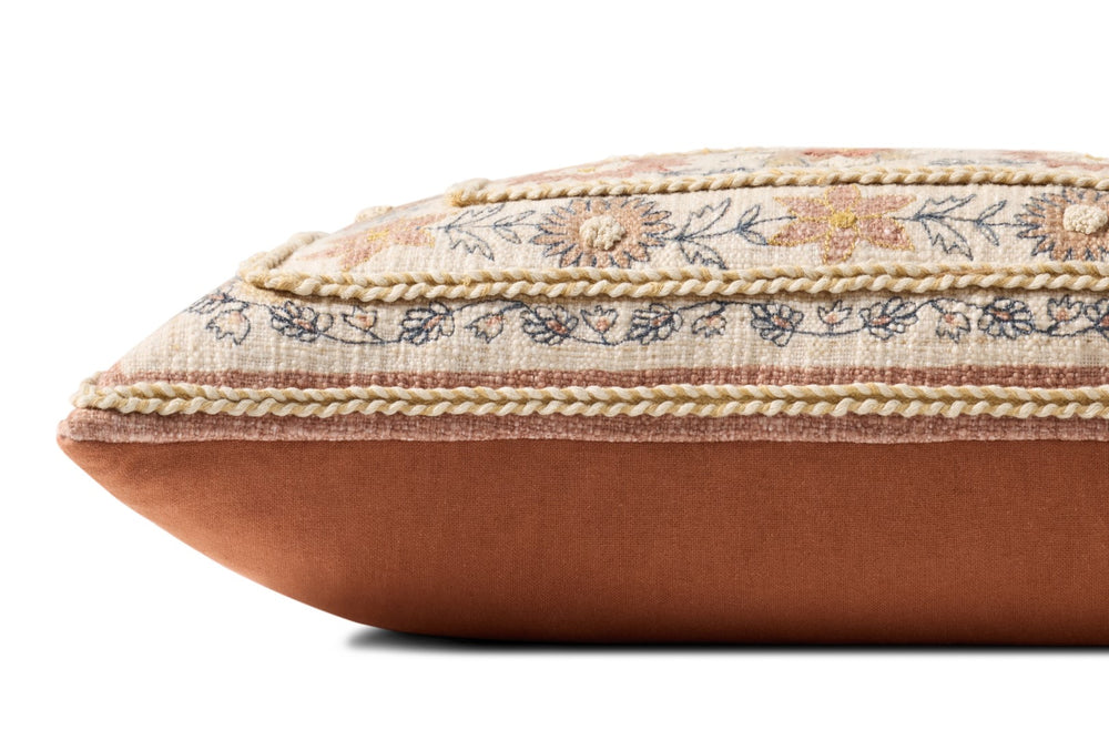 Loloi PLL0158 Machine Embroidered Transitional Pillow Red ,Multi 100% Cotton P341PLL0158REMLPIL5