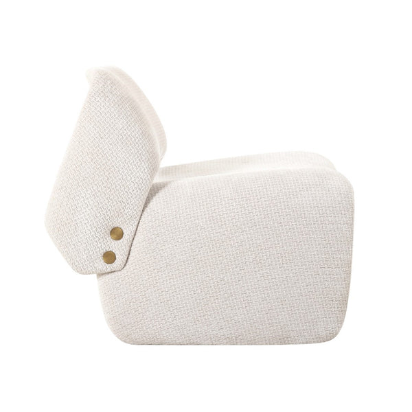 Pasargad Home Zarina Modern Accent Chair - Sculptural Ivory Upholstery For Stylish Comfort & Elegance Ivory Polyester Pzw-21101