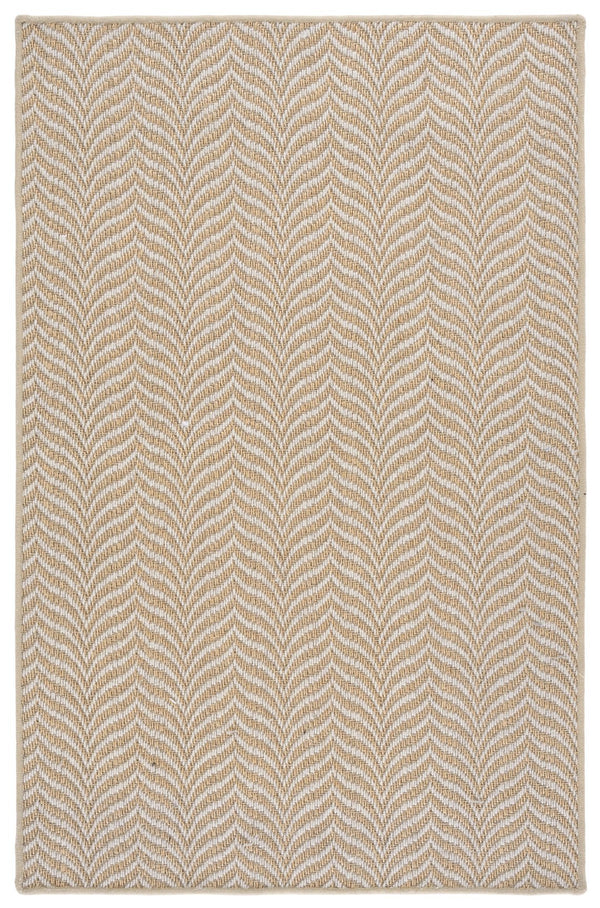 Safavieh Palm Beach 330C Maize Ivory Textured Sisal-Wool Low-Profile Rug — Durable Scandinavian Chevron Look For High-Traffic Spaces 4'-0" x 6'-0" PAB330C-4