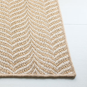 Safavieh Palm Beach 330C Maize Ivory Textured Sisal-Wool Low-Profile Rug — Durable Scandinavian Chevron Look For High-Traffic Spaces 4'-0" x 6'-0" PAB330C-4