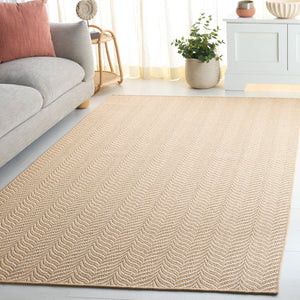 Safavieh Palm Beach 330C Maize Ivory Textured Sisal-Wool Low-Profile Rug — Durable Scandinavian Chevron Look For High-Traffic Spaces 4'-0" x 6'-0" PAB330C-4