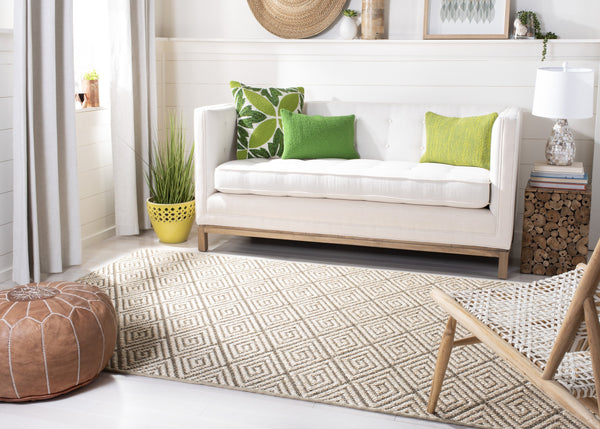 Safavieh Palm Beach 10X14 Beige Brown Sisal Rug – Geometric Coastal Jacquard Weave, Durable Low-Profile Comfort PAB360B-10