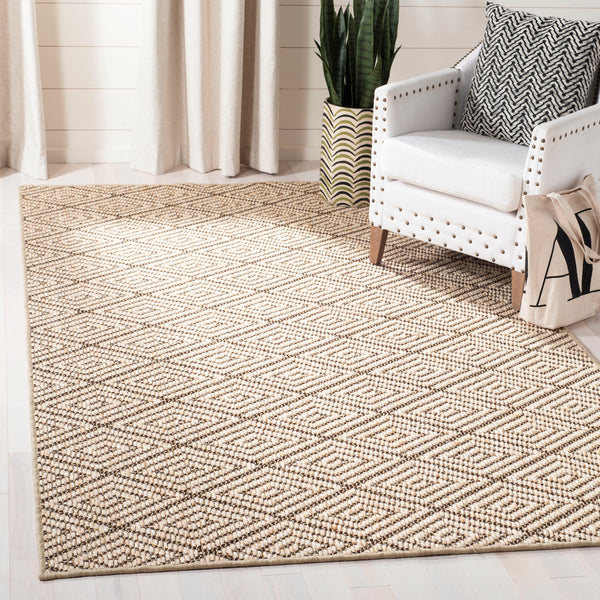 Safavieh Palm Natural Fiber Runner Rug | Chic Jacquard Weave With Geometric Design For Timeless Elegance Beige ,Brown Sisal Pab360b-212