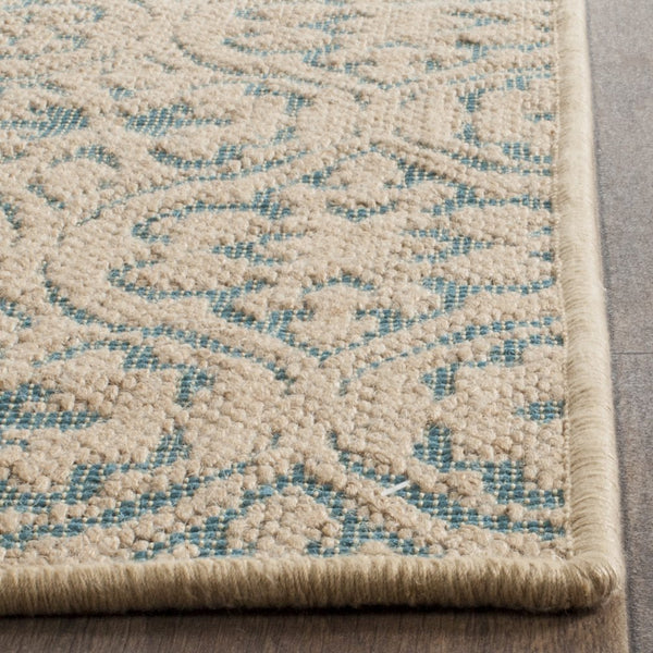 Safavieh Palm Beach Elegant Area Rug Runner With Intricate Oriental Pattern For Stylish Home Decor Accents Natural ,Turquoise 90% Jute,10% Polypropylene Multifilament Pab511a-28