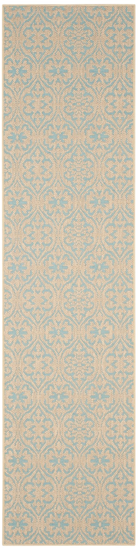 Safavieh Palm Beach Elegant Area Rug Runner With Intricate Oriental Pattern For Stylish Home Decor Accents Natural ,Turquoise 90% Jute,10% Polypropylene Multifilament Pab511a-28