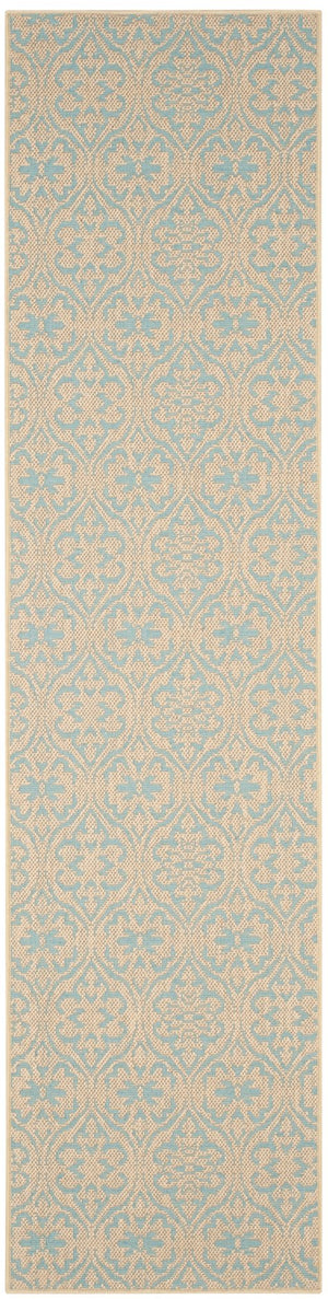 Safavieh Palm Beach Elegant Area Rug Runner With Intricate Oriental Pattern For Stylish Home Decor Accents Natural ,Turquoise 90% Jute,10% Polypropylene Multifilament Pab511a-28