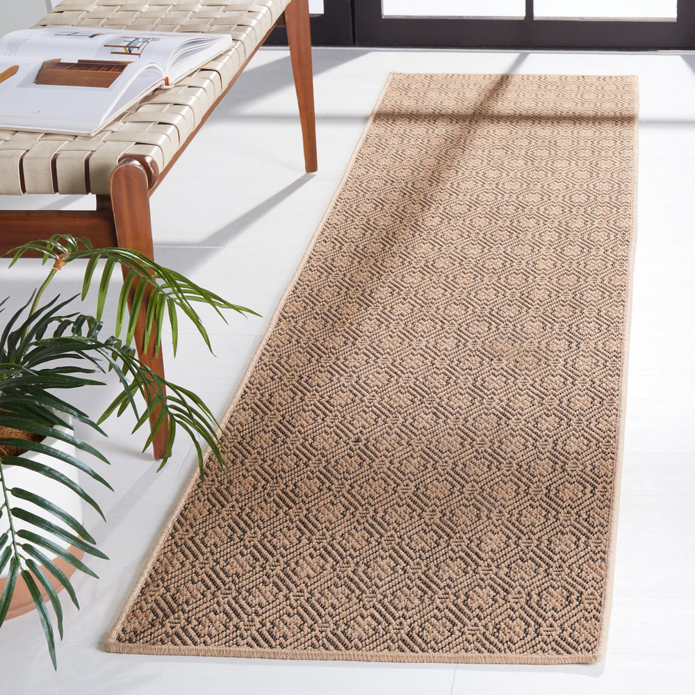 Safavieh Palm Beach 512A Natural Black Geometric Jute Rug 5X8 — Durable Jacquard Weave, Low-Profile, Coastal Chic PAB512A-6