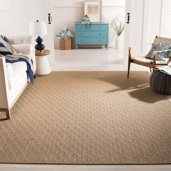 Safavieh Palm Beach 512A Natural Black Geometric Jute Rug 5X8 — Durable Jacquard Weave, Low-Profile, Coastal Chic PAB512A-6