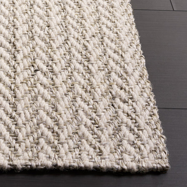 Safavieh Palm Beach-Inspired Ivory Grey Wool-Sisal Rug, Herringbone Chevron Texture, Low-Profile Comfort 8'-0" x 10'-0" PAB616F-8