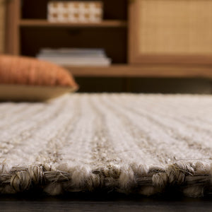 Safavieh Palm Beach 616F Ivory Grey Chevron Rug — Wool‑Sisal Herringbone Weave, Low‑Profile Cushioned Texture For Coastal Modern DéCor 6'-0" x 9'-0" PAB616F-6