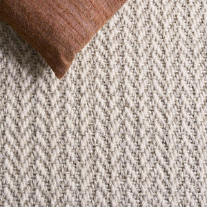 Safavieh Palm Beach 616F Ivory Grey Chevron Rug — Wool‑Sisal Herringbone Weave, Low‑Profile Cushioned Texture For Coastal Modern DéCor 6'-0" x 9'-0" PAB616F-6