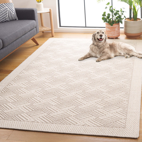 Safavieh Palm Beach Luxurious Geometric Area Rug - Elegant Wool & Sisal Blend For Modern Home Decor Elegance Ivory Wool & Sisal Pab620a-4