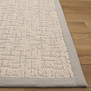 Safavieh Palm Beach-Inspired Ivory Bouclé Rug — Wool/Jute Blend, Low-Profile Geometric Texture For Living Rooms 8'-0" x 10'-0" PAB623A-8