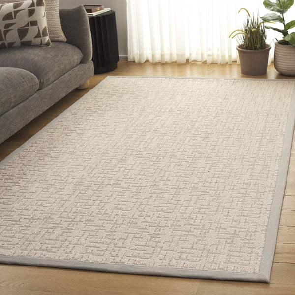 Safavieh Palm Wool-Jute Bouclé Rug In Ivory With Subtle Geometric Texture For Coastal, Modern, Transitional Homes 6'-0" x 9'-0" PAB623A-6