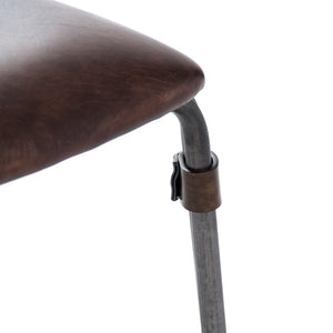 Zentique Rik Top-Grain Leather Dining Chair with Iron Frame — Industrial Chic, Ergonomic Comfort, Compact Fit PF23