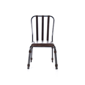 Zentique Rik Top-Grain Leather Dining Chair with Iron Frame — Industrial Chic, Ergonomic Comfort, Compact Fit PF23