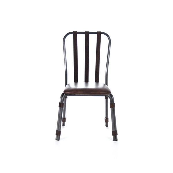 Zentique Rik Top-Grain Leather Dining Chair with Iron Frame — Industrial Chic, Ergonomic Comfort, Compact Fit PF23