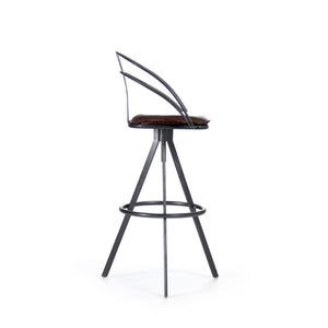 Zentique Nathan Top-Grain Leather Bar Stool with Iron Frame, Ergonomic Back, Industrial Modern Comfort, 39.5" PF7