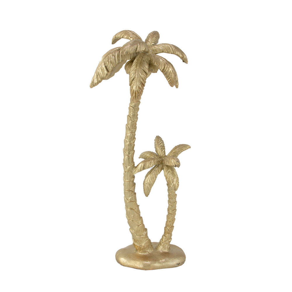 Zeugma Gold Palm Trees Decor Sculpture - Stunning Gold Leaf Accent For Home, 16" Tall Resin Art Piece   Cf1190167
