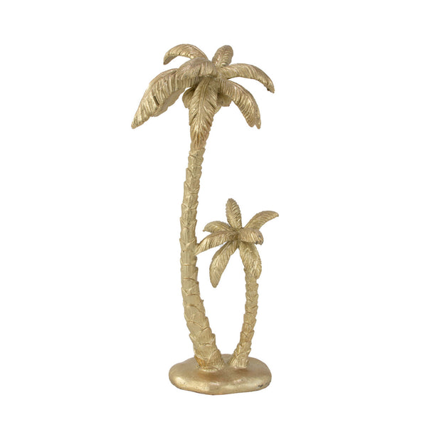 Zeugma Gold Palm Trees Decor Sculpture - Stunning Gold Leaf Accent For Home, 16" Tall Resin Art Piece   Cf1190167