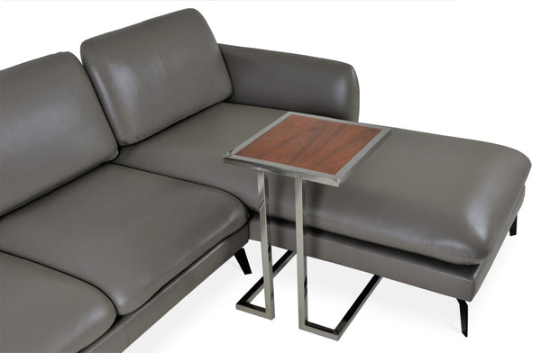 Soho Concept Hudson End Table: Sleek Walnut Veneer & Polished Stainless Steel Frame For Modern Décor - Limited Stock! Grey,Walnut  Soho-concept-dining-chair-13545