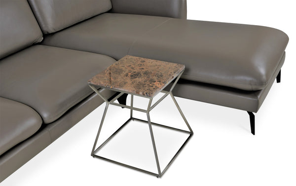 Soho Concept Gakko End Table With Elegant Marble Top In Black Or Brown, Brushed Stainless Steel Or Gold Frame Grey,Brown  Soho-concept-dining-chair-13544