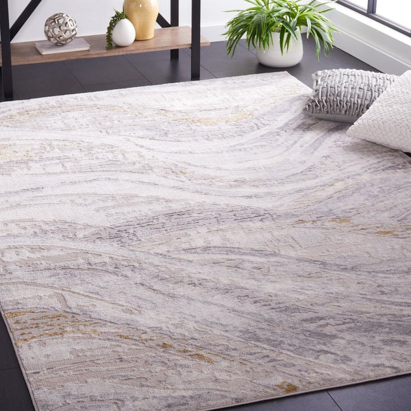 Safavieh Palma Elegant Area Rug - Luxurious Plush Touch And Contemporary Design For Modern Living Spaces Beige ,Light Grey 75% Polypropylene 25% Polyester Pam310a-5sq