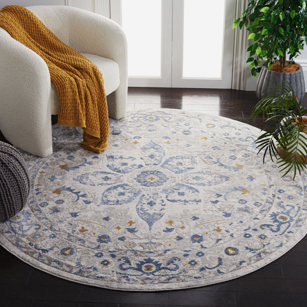 Safavieh Palma Luxurious Turkish Area Rug With Elegant Medallion Design For Sophisticated Home Decor Light Grey ,Blue 75% Polypropylene 25% Polyester Pam314f-10