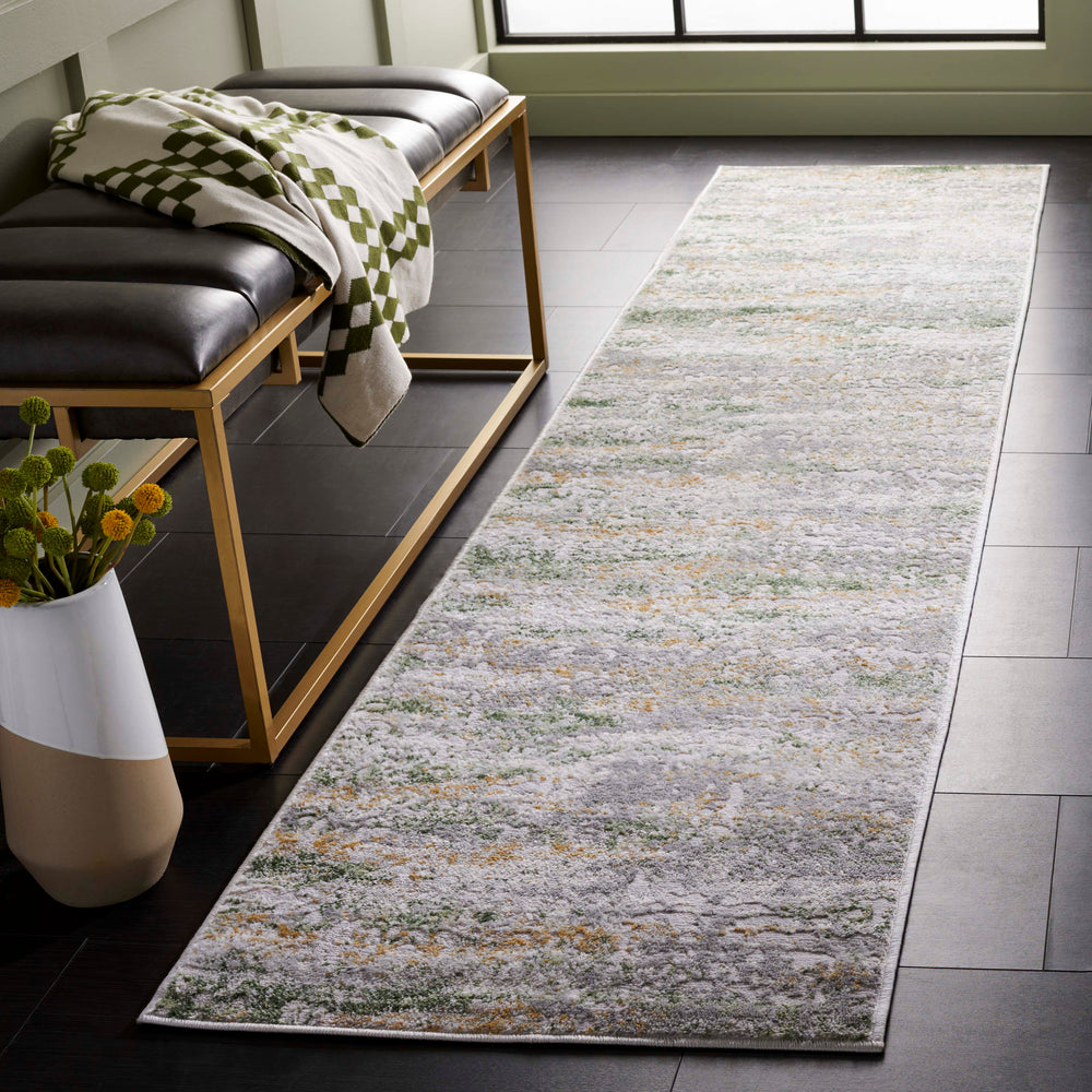 Safavieh Palma Elegant Floral Power Loom Runner - Luxurious Turkish Craftsmanship For Hallways & Entryways Beige ,Green 75% Polypropylene 25% Polyester Pam326a-3