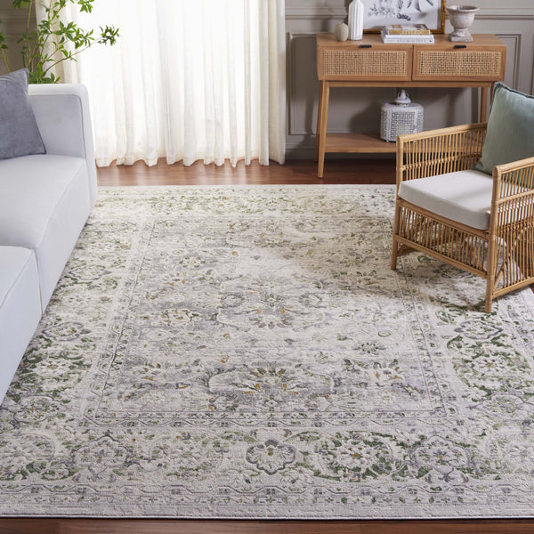 Safavieh Palma Luxurious Round Area Rug - Elegant Turkish Design In Subtle Beige And Green For Timeless Style Beige ,Green 75% Polypropylene 25% Polyester Pam326a-5sq