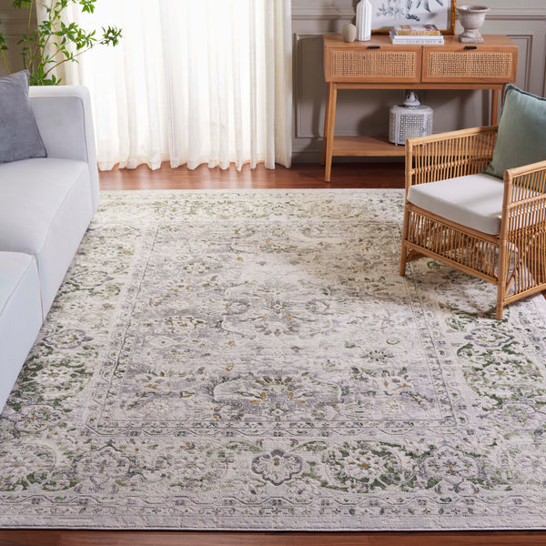 Safavieh Palma Elegant Floral Power Loom Runner - Luxurious Turkish Craftsmanship For Hallways & Entryways Beige ,Green 75% Polypropylene 25% Polyester Pam326a-3