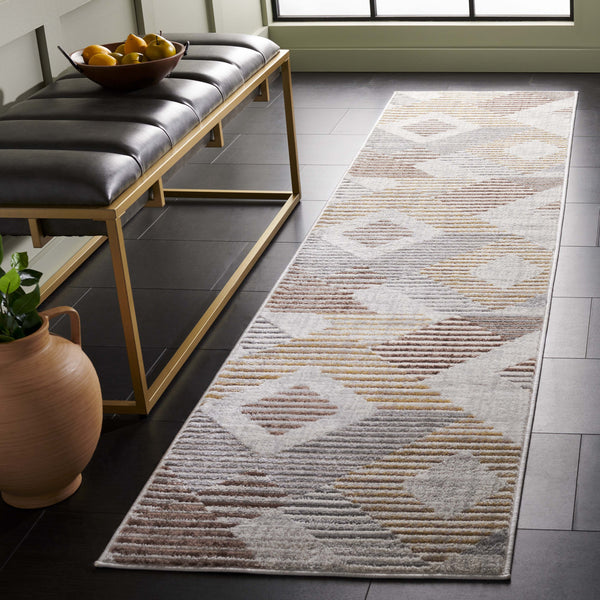 Safavieh Palma Elegant Power-loomed Area Rug With Geometric Design For Modern Homes - Durable & Stylish Addition Beige ,Light Grey 75% Polypropylene 25% Polyester Pam328a-27