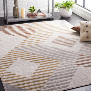 Safavieh Palma Modern Low-Profile Area Rug In Neutral Beige & Light Grey — Durable Power-Loomed Turkish Design 6'-7" x 9'-2" PAM328A-6