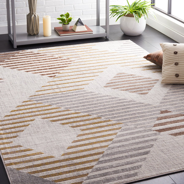 Safavieh Palma Modern Low-Profile Area Rug In Neutral Beige & Light Grey — Durable Power-Loomed Turkish Design 6'-7" x 9'-2" PAM328A-6