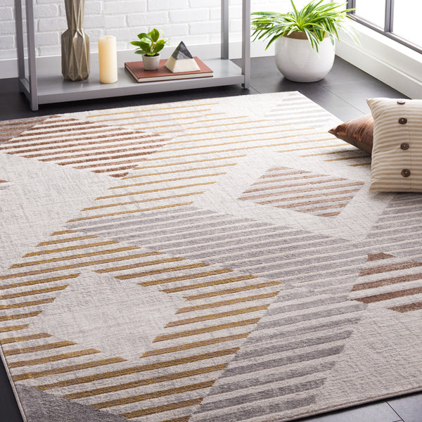 Safavieh Palma Contemporary Area Rug - Elegant Geometric Design For Stylish Home Decor And Comfort Beige ,Light Grey 75% Polypropylene 25% Polyester Pam328a-1115