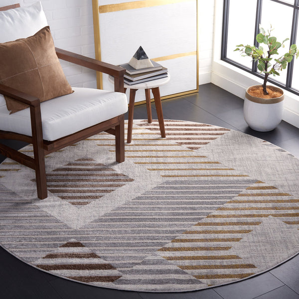 Safavieh Palma Modern Low-Profile Area Rug In Neutral Beige & Light Grey — Durable Power-Loomed Turkish Design 6'-7" x 9'-2" PAM328A-6