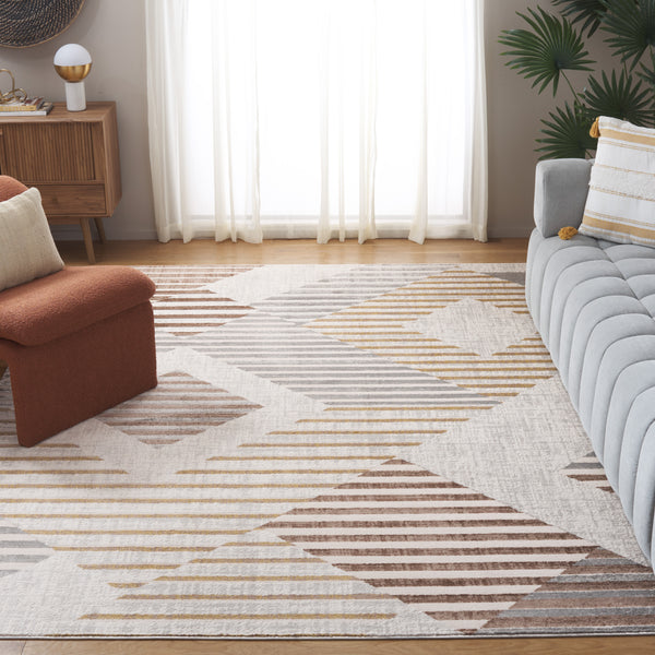 Safavieh Palma Contemporary Area Rug - Elegant Geometric Design For Stylish Home Decor And Comfort Beige ,Light Grey 75% Polypropylene 25% Polyester Pam328a-1115