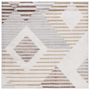 Safavieh Palma Geometric Diamond Stripe Area Rug Power Loomed Polypropylene Neutral Living Room PAM328A-8SQ