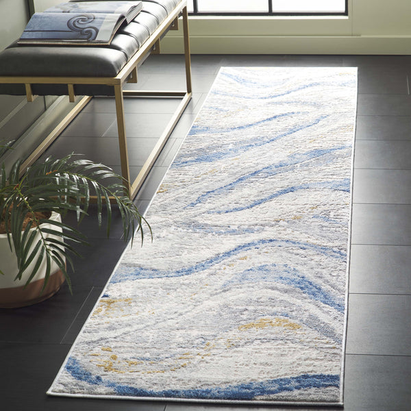 Safavieh Palma Elegant Area Rug - Ocean Wave Inspired Design In Soft Beige And Light Blue, Made In Turkey Beige ,Light Blue 75% Polypropylene 25% Polyester Pam334a-6