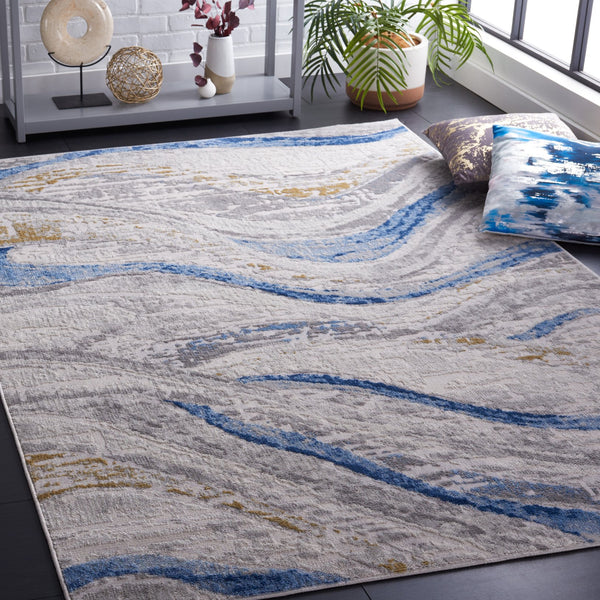 Safavieh Palma Elegant Area Rug - Ocean Wave Inspired Design In Soft Beige And Light Blue, Made In Turkey Beige ,Light Blue 75% Polypropylene 25% Polyester Pam334a-6