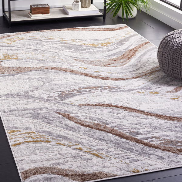 Safavieh Palma Contemporary Abstract Area Rug 2'2"X3'9" Beige Brown Power-Loomed Low Pile Durable Turkish Craftsmanship PAM334B-2