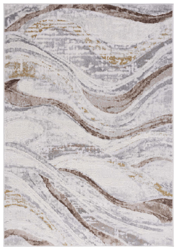 Safavieh Palma Contemporary Abstract Area Rug 2'2"X3'9" Beige Brown Power-Loomed Low Pile Durable Turkish Craftsmanship PAM334B-2