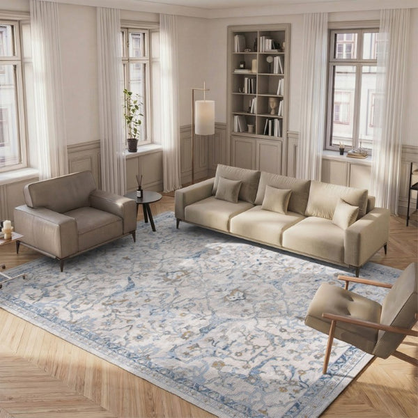 Safavieh Palma Traditional Area Rug in Polypropylene Blend for Living and Dining Rooms Beige / L. Blue 10'-0" x 14'-0" PAM336A-10