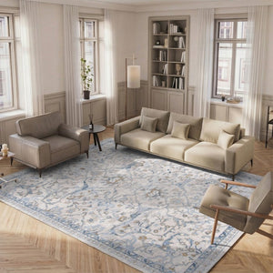 Safavieh Palma Traditional Area Rug in Polypropylene Blend for Living and Dining Rooms Beige / L. Blue 11'-0" x 15'-0" PAM336A-1115