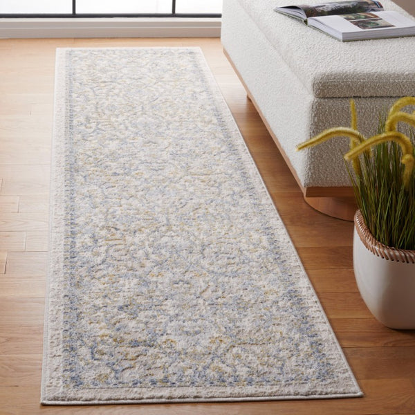 Safavieh Palma Traditional Area Rug in Polypropylene Blend for Living and Dining Rooms Beige / L. Blue 2'-2" x 15'-0" PAM336A-215