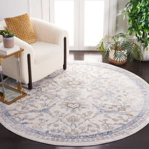 Safavieh Palma Traditional Area Rug in Polypropylene Blend for Living and Dining Rooms Beige / L. Blue 8'-0" x 8'-0" - A PAM336A-8R