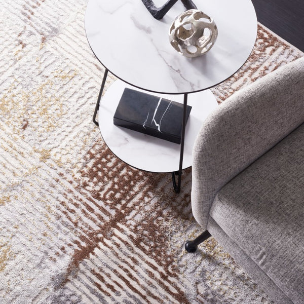 Safavieh Palma Abstract Geometric Accent Rug Turkish Polypropylene Blend for Modern Interiors Beige / Brown PAM350C-2